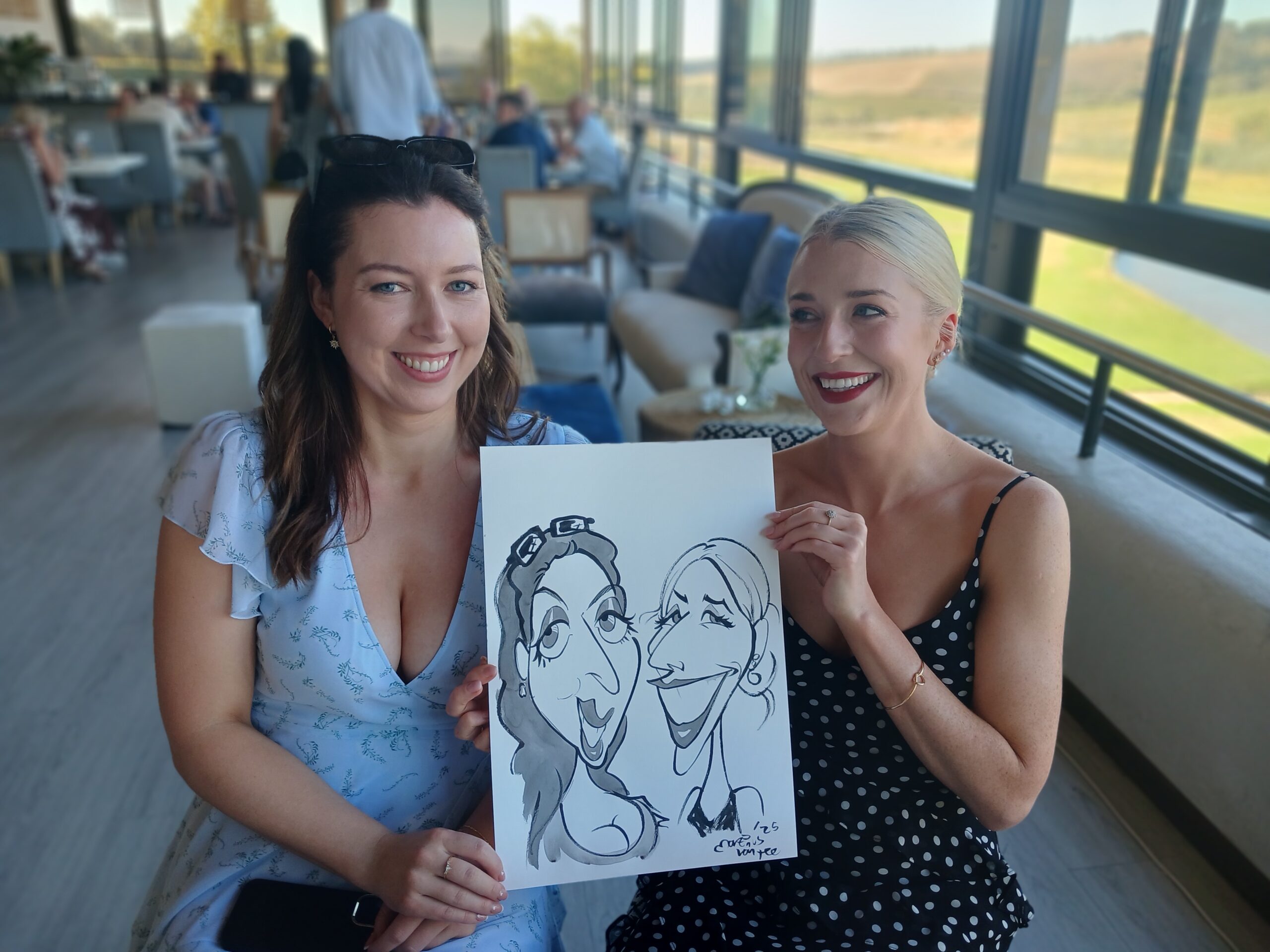 Wedding caricature portraits at Neville & Katie’s wedding celebration